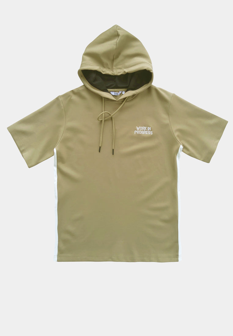 Men Short-Sleeve Sweatshirt Hoodie - Khaki - S2M258