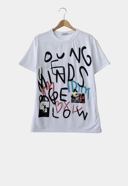 Women Oversized Short-Sleeve Graphic Tee - White - H1W264