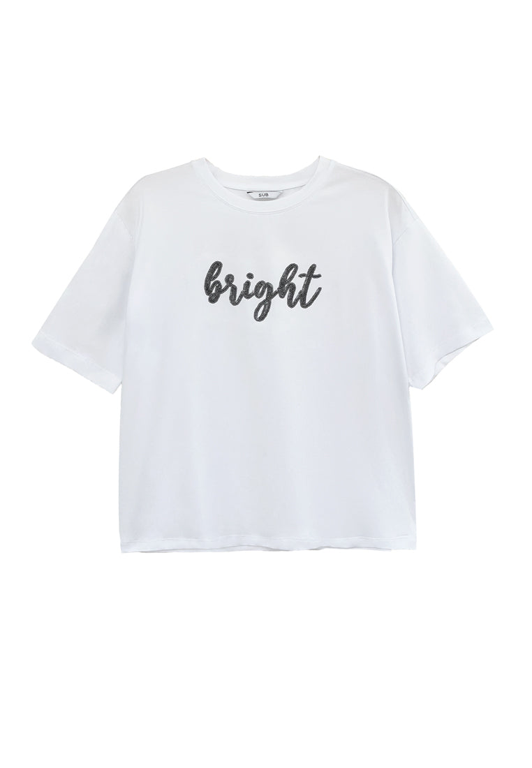 Women Short-Sleeve Fashion Tee - White - H2W500