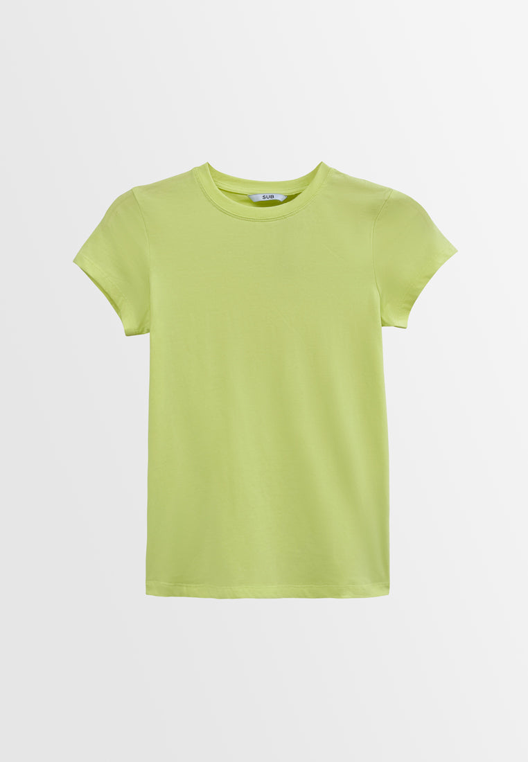 Women Short-Sleeve Basic Tee - Yellow - S3W638