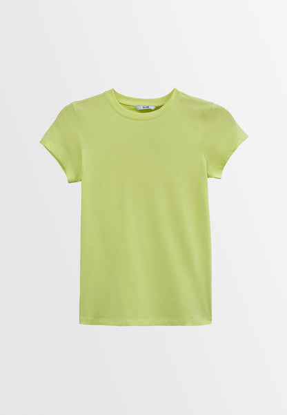 Women Short-Sleeve Basic Tee - Yellow - S3W638