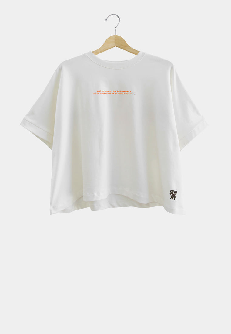 Women Oversized Fashion Tee - White - S2W285