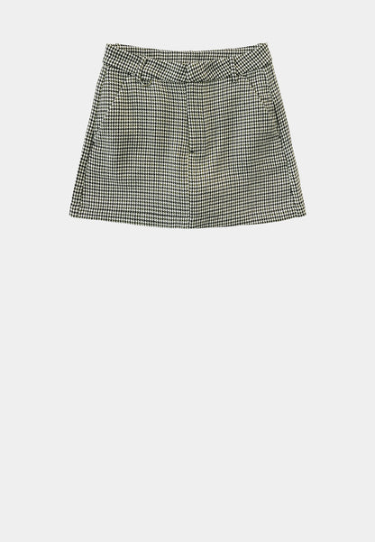 Women Houndstooth Skort - Black - F2W374