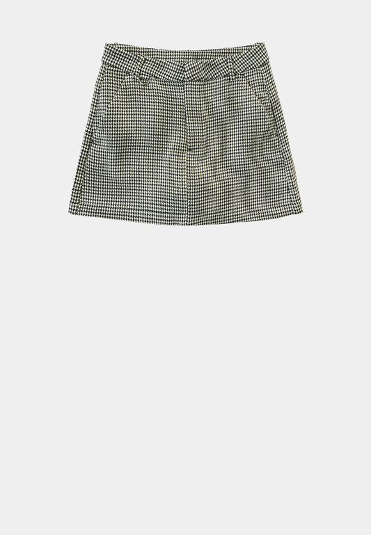 Women Houndstooth Skort - Black - F2W374