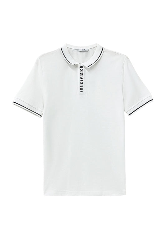 Men Short-Sleeve Polo Tee - White - S3M579