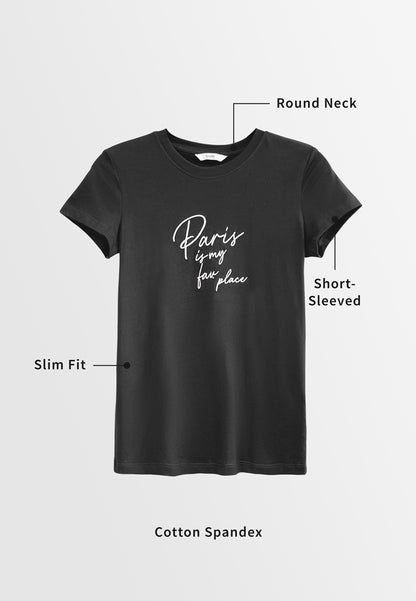 Women Short-Sleeve Graphic Tee - Black - H2W570