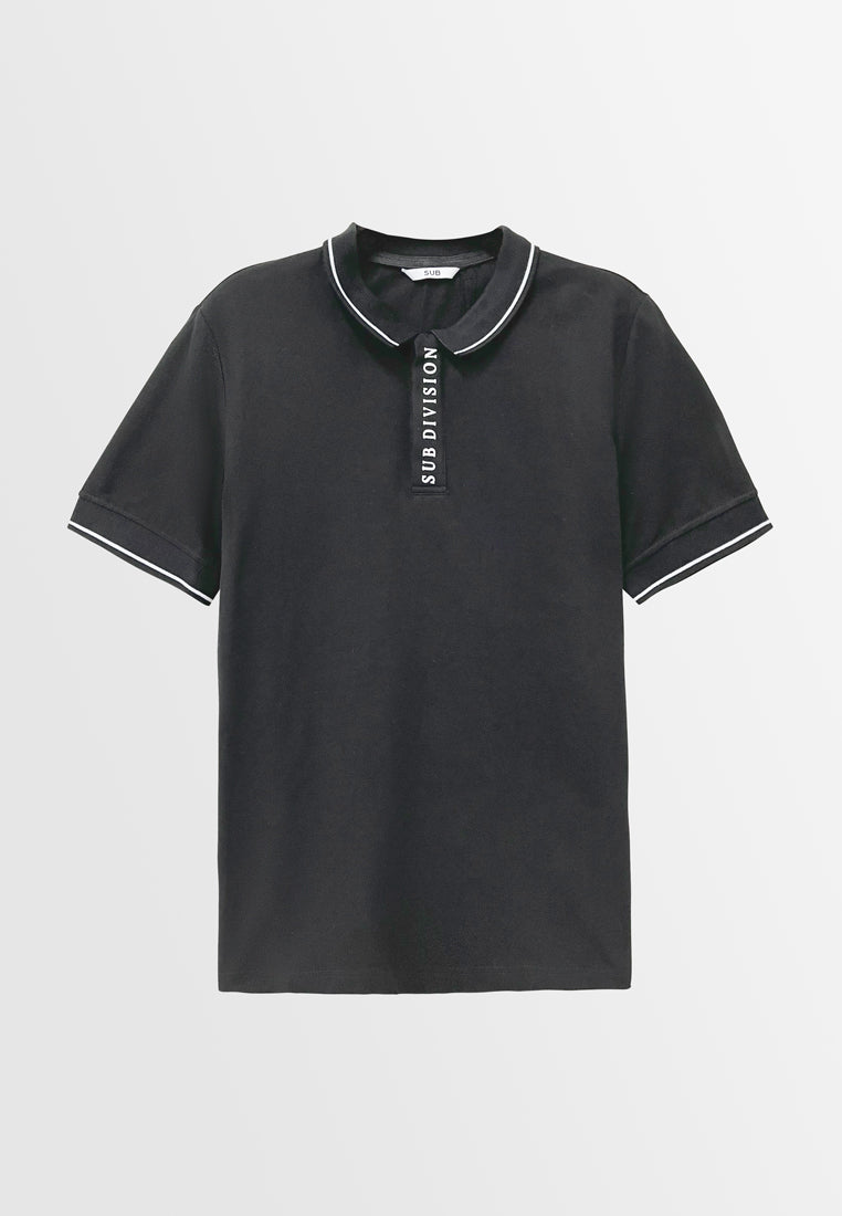 Men Short-Sleeve Polo Tee - Black - S3M578