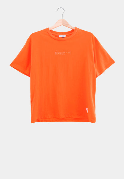 Women Oversized Short Sleeve Fashion Tee - Orange - S2W307