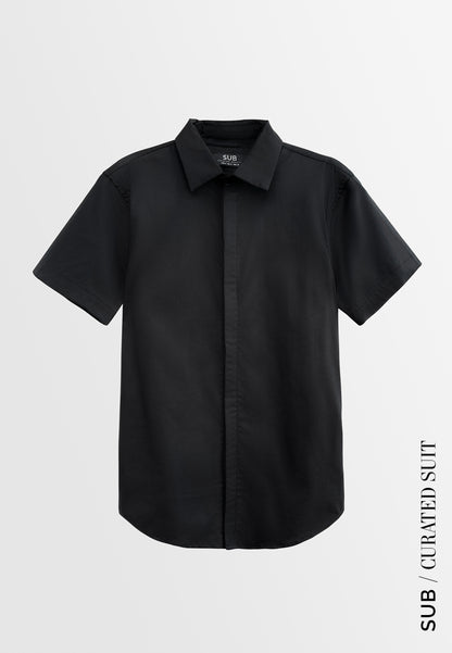 Men Slim Fit Short-Sleeve Shirt - Black - H2M690