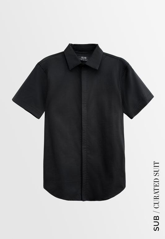 Men Slim Fit Short-Sleeve Shirt - Black - H2M690