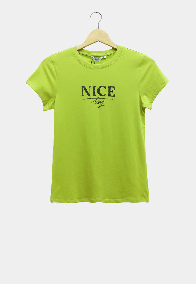 Women Short-Sleeve Graphic Tee - Light Green - S2W300