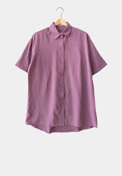 Women Shirt Dress - Purple - H1W261