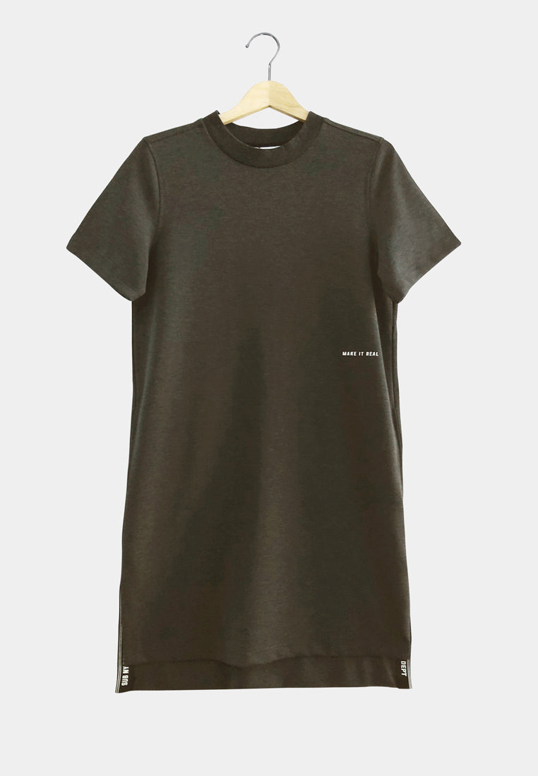 Women T-Shirt Dress - Dark Grey - S2W289