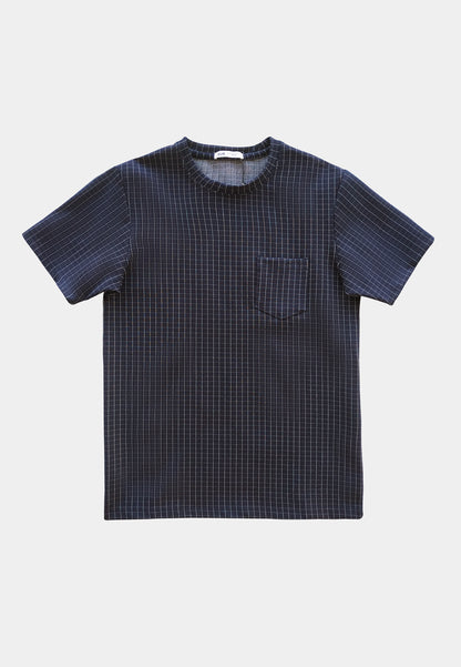 Men Short-Sleeve Checked Fashion Tee - Navy - S2M202