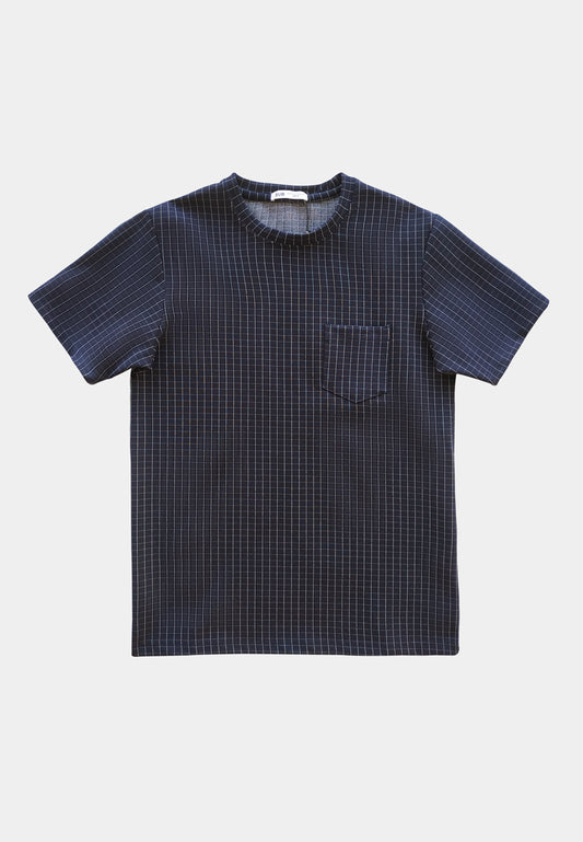 Men Short-Sleeve Checked Fashion Tee - Navy - S2M202