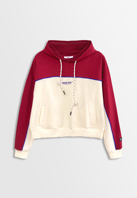 Women Long-Sleeve Sweatshirt Hoodies - Maroon - F2W394