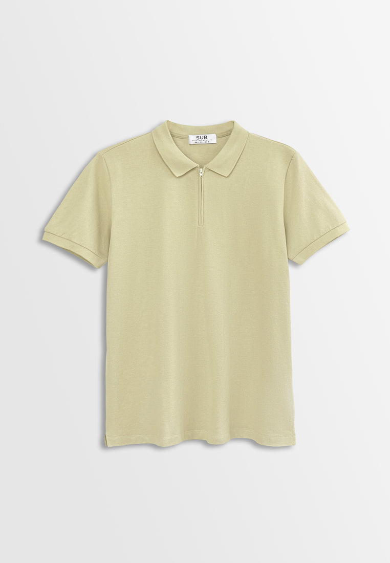 Men Short-Sleeve Polo Tee - Khaki - M2M340