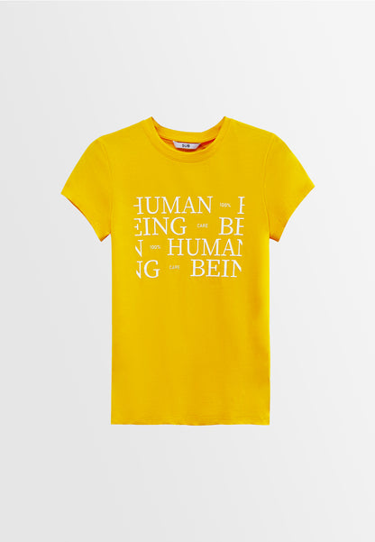 Women Short-Sleeve Graphic Tee - Yellow - H2W492