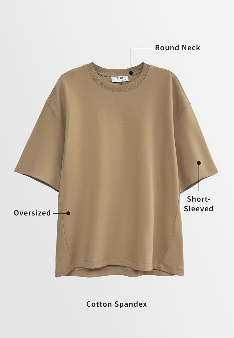 Men Short-Sleeve Oversized Fashion Tee - Khaki - H2M607