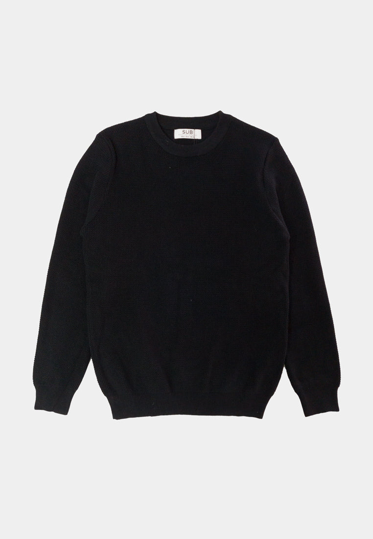 Men Long-Sleeve Knit Top - Black - H1M217