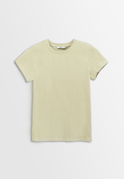 Women Short-Sleeve Basic Tee - Khaki - H2W488