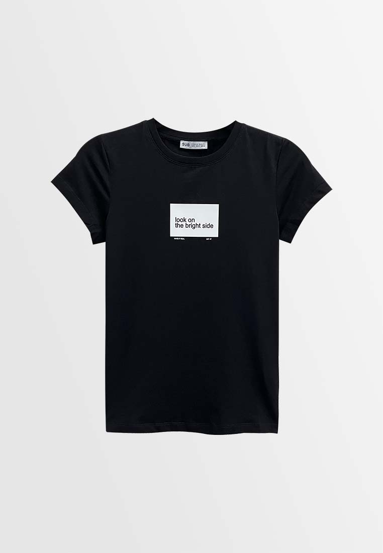 Women Short-Sleeve Graphic Tee - Black - M3W676