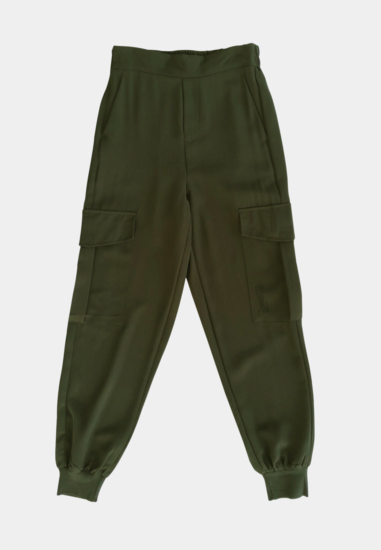 Women Long Jogger Pants - Dark Grey Green - S2W279