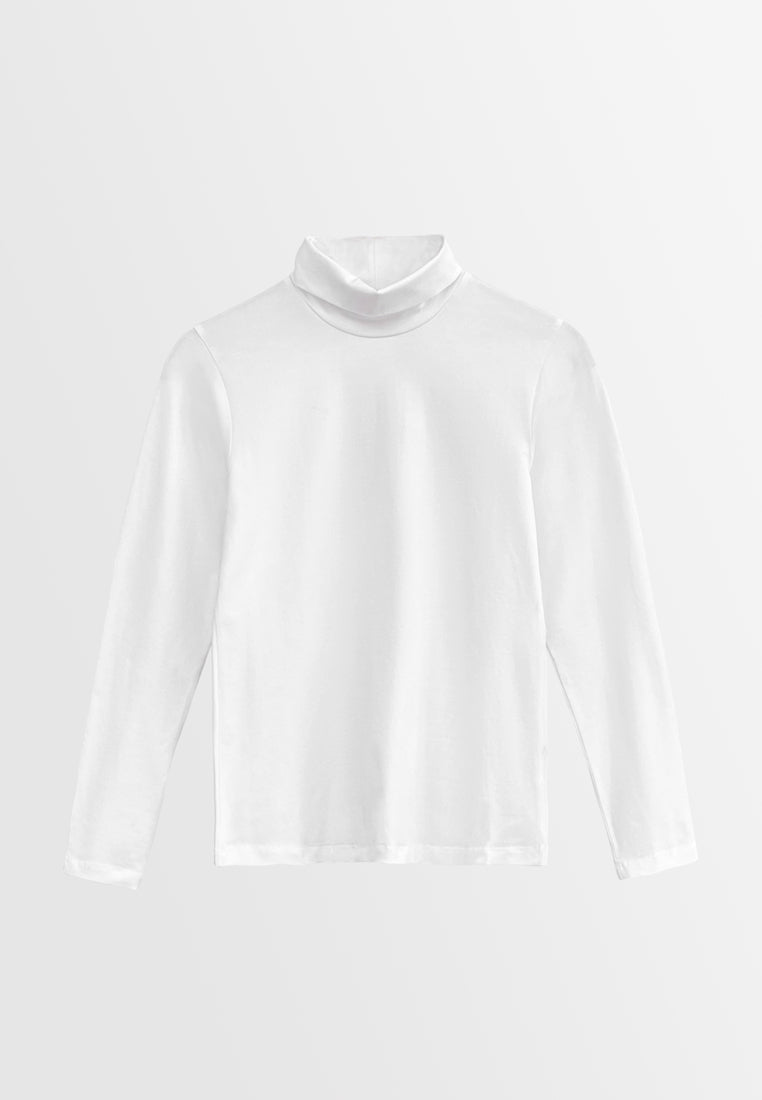 Women Long-Sleeve Turtleneck Basic Tee - White - H2W472