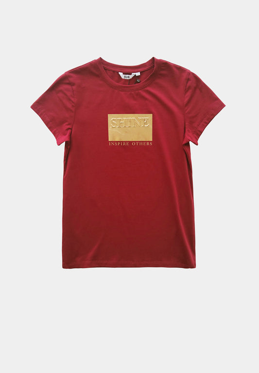 Women Short-Sleeve Graphic Tee - Maroon - M2W340