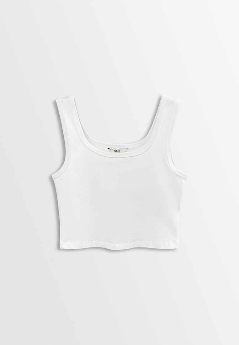 Women Scoop Neck Tank Top - White - H2W463