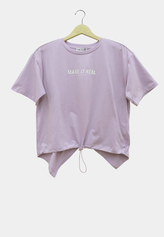 Women Short-Sleeve Fashion Tee - Light Purple - H1W225