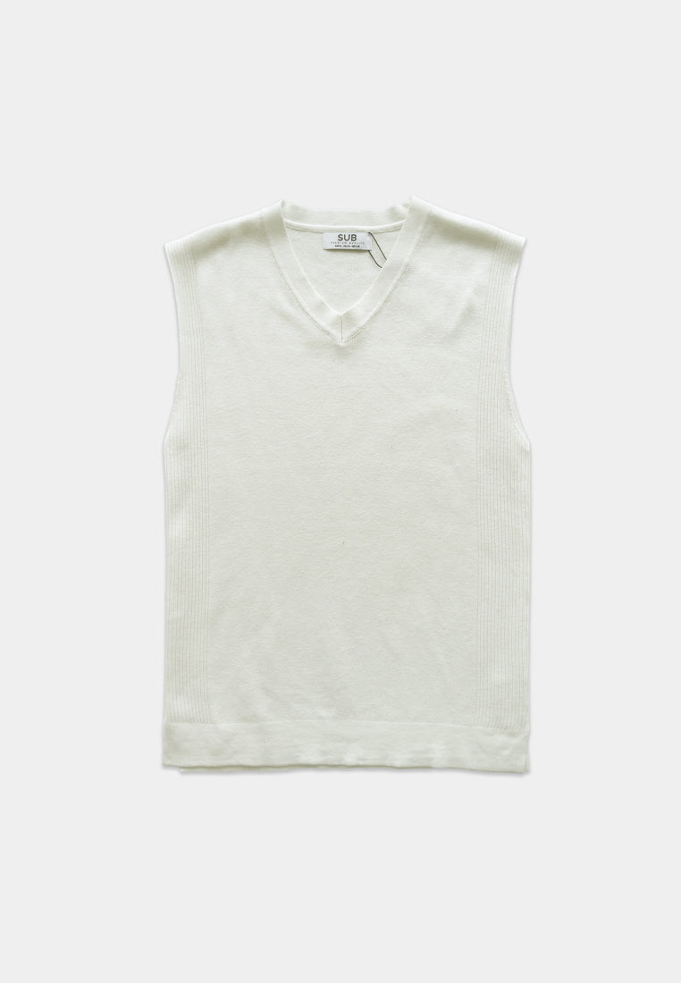 Men V-Neck Sweater Vest - White - H1M224