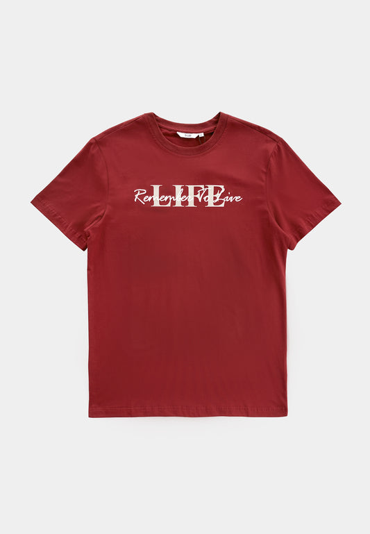 Men Short-Sleeve Graphic Tee - Maroon - F2M323