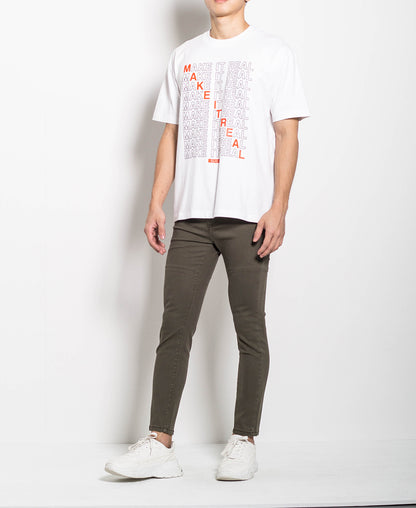 Men Oversized Fashion Tee - White - H0M540