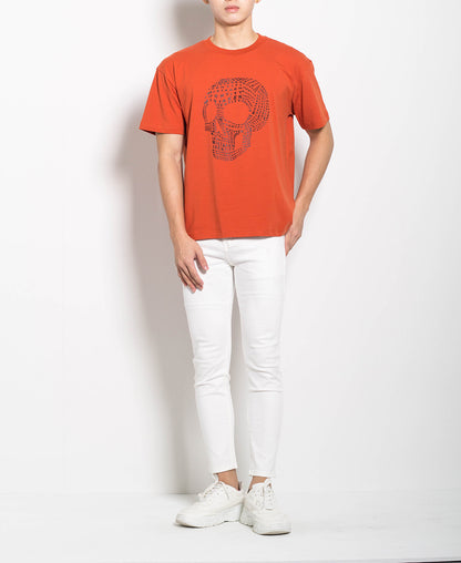 Men Oversized Fashion Tee - Orange - H0M543