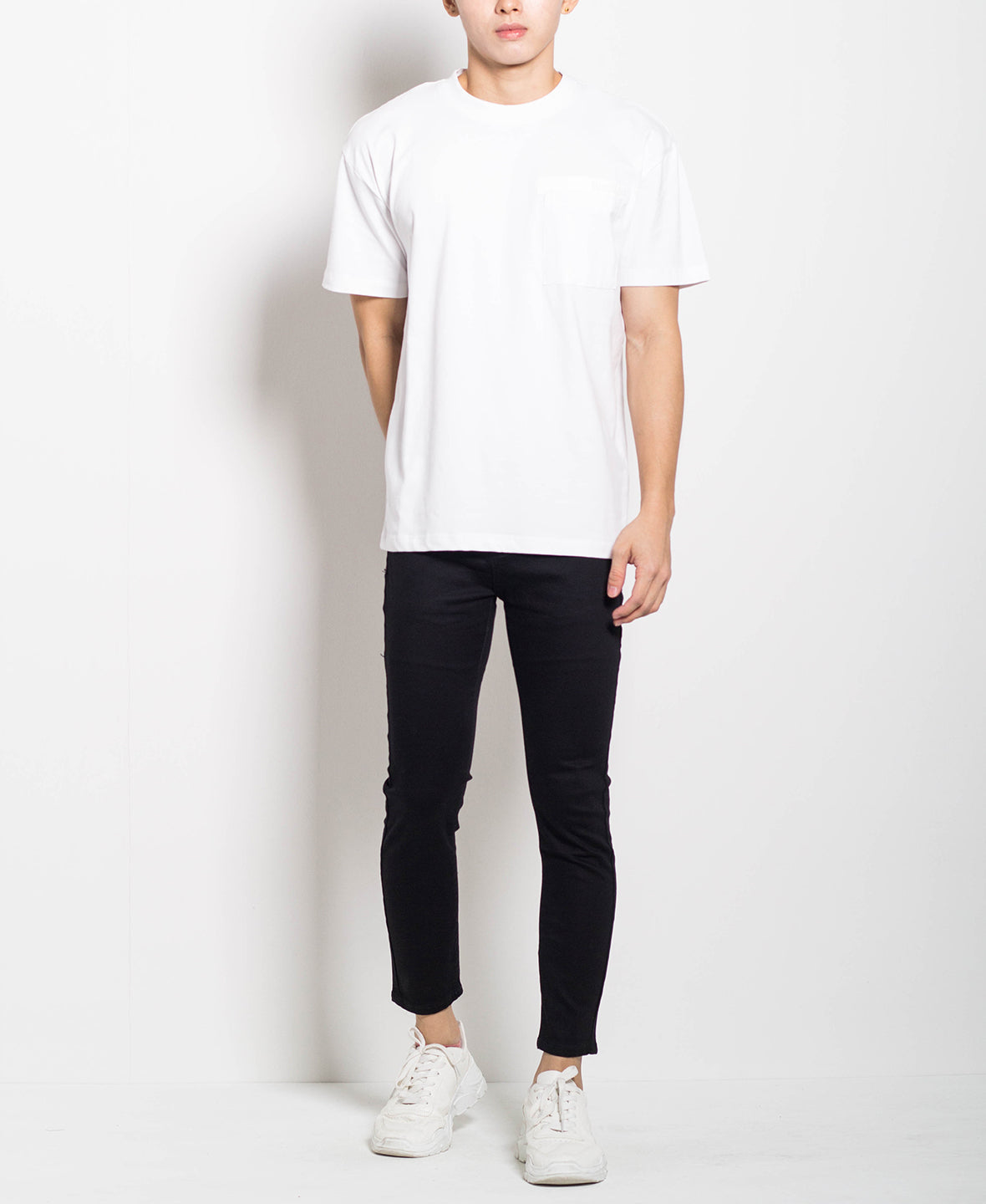 Men Oversized Plain Tee - White - H0M556