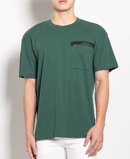 Men Oversized Fashion Tee With Pocket - Green - H0M558