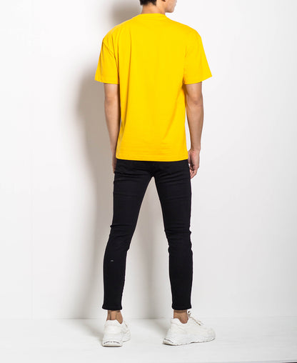 Men Oversized Plain Tee - Yellow - H0M559