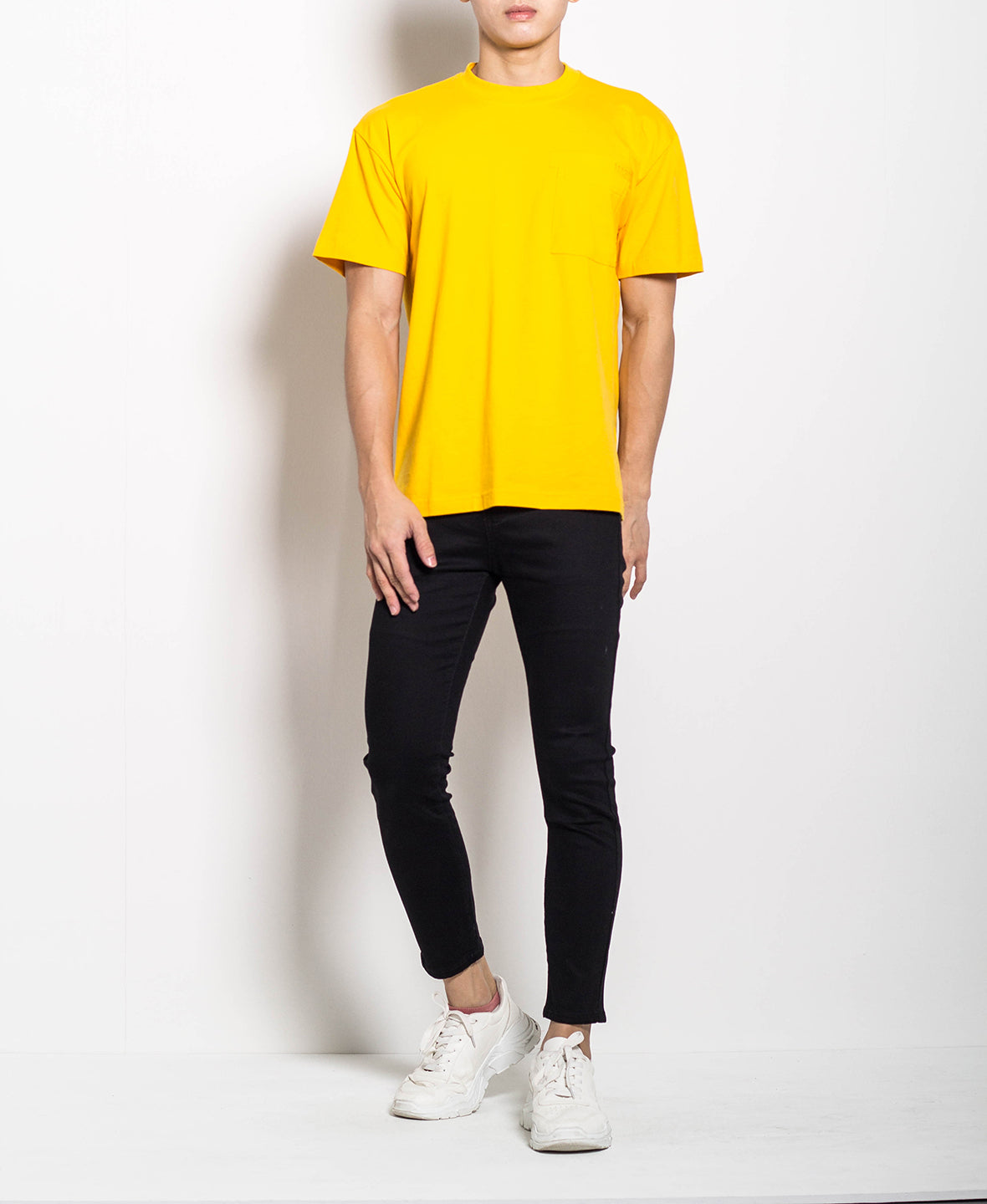 Men Oversized Plain Tee - Yellow - H0M559