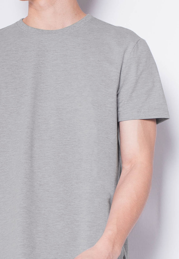 Men Short-Sleeve Basic Round Tee - GREY - H0M534