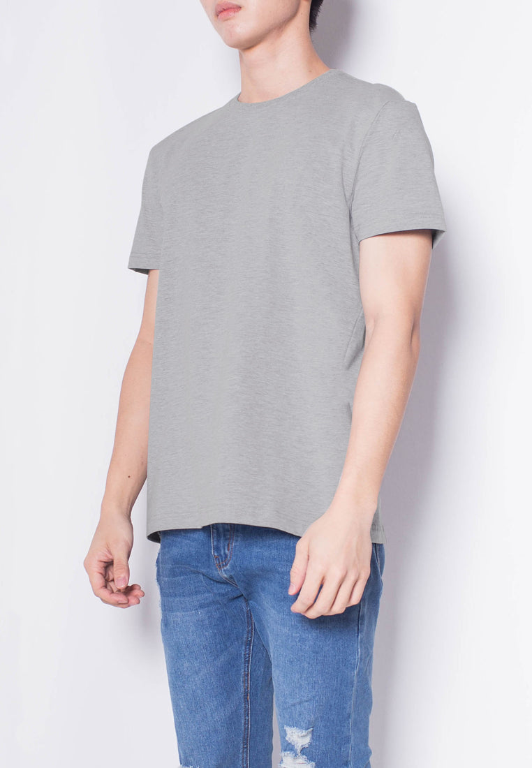 Men Short-Sleeve Basic Round Tee - GREY - H0M534