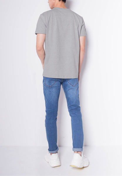 Men Short-Sleeve Basic Round Tee - GREY - H0M534