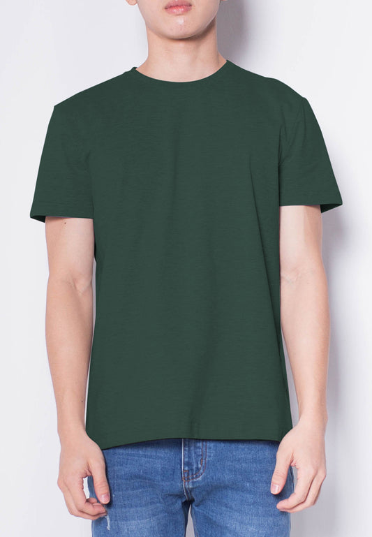 Men Short-Sleeve Basic Round Tee - GREEN - H0M537