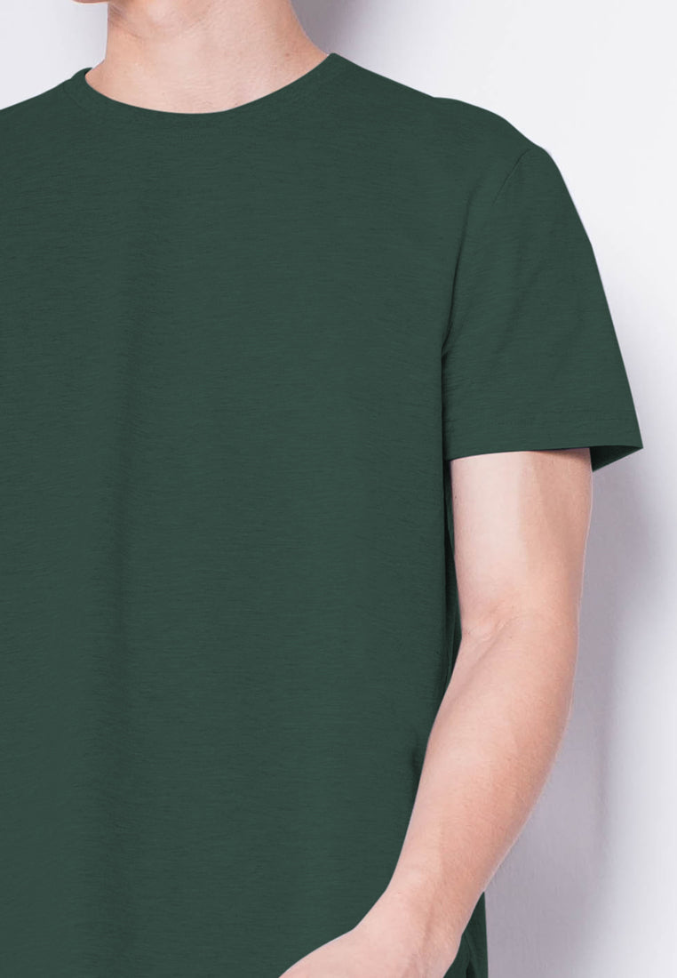 Men Short-Sleeve Basic Round Tee - GREEN - H0M537