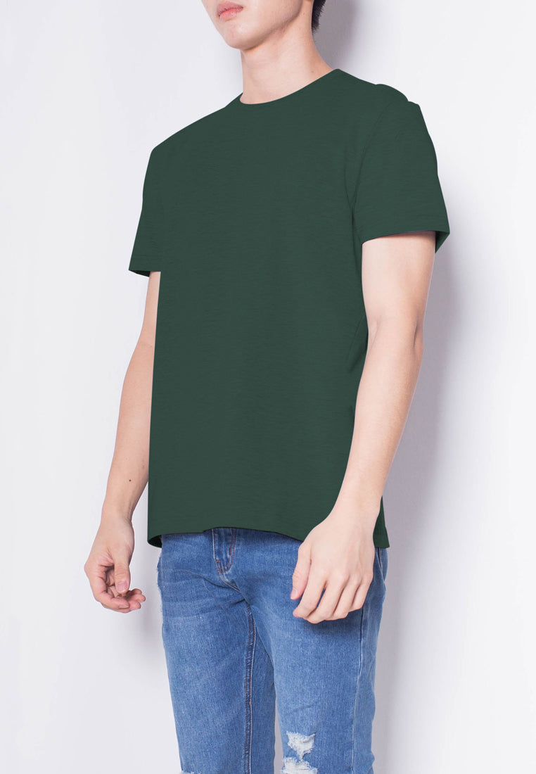 Men Short-Sleeve Basic Round Tee - GREEN - H0M537