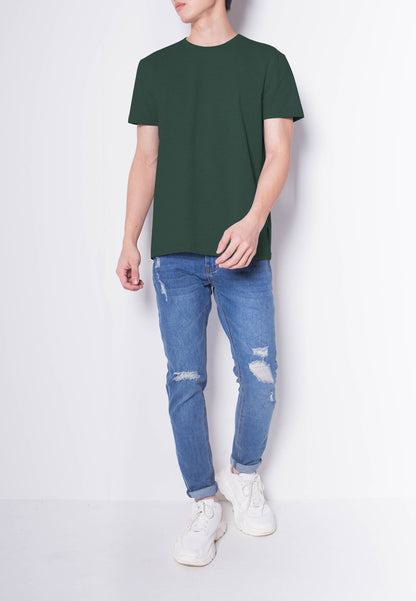 Men Short-Sleeve Basic Round Tee - GREEN - H0M537