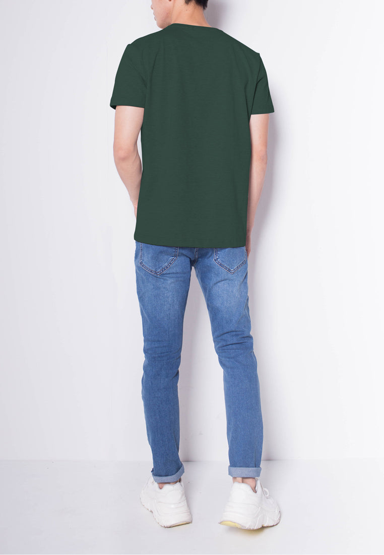 Men Short-Sleeve Basic Round Tee - GREEN - H0M537