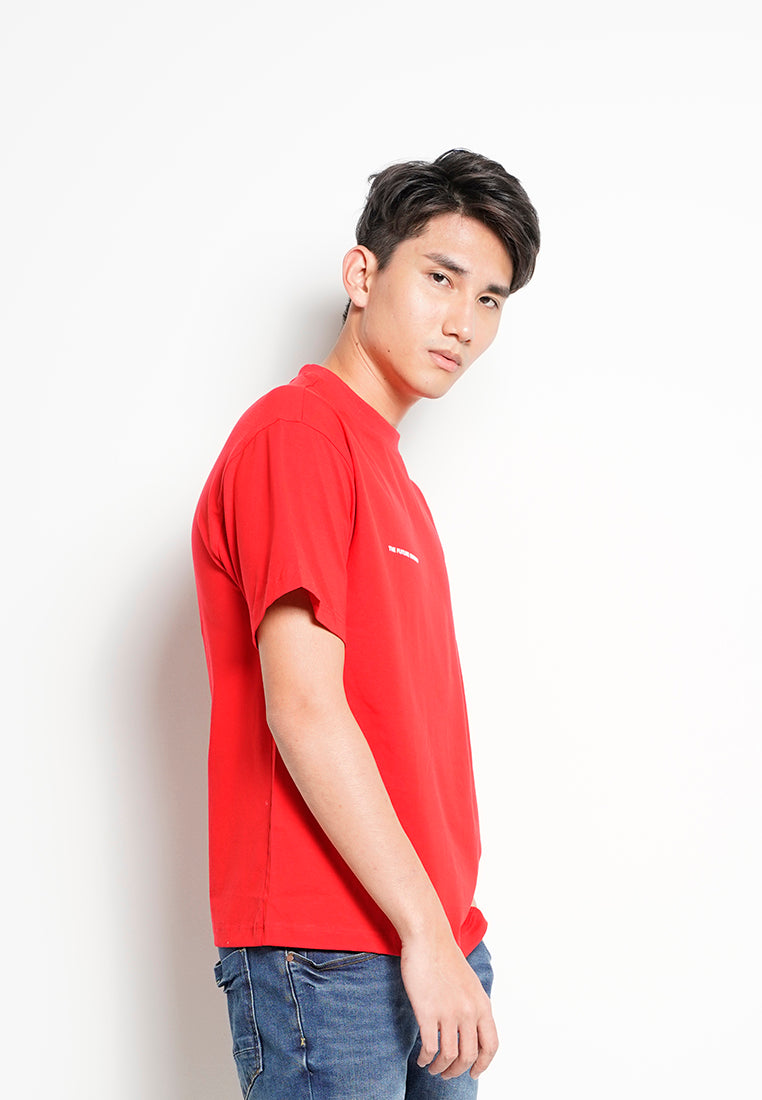 Men Oversized Short-Sleeve Graphic Tee - Red - H0M731