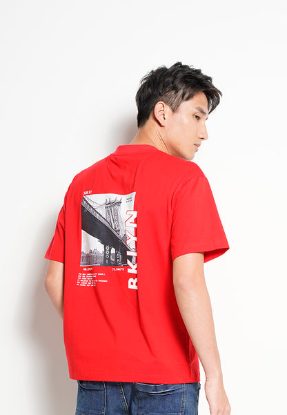 Men Oversized Short-Sleeve Graphic Tee - Red - H0M731