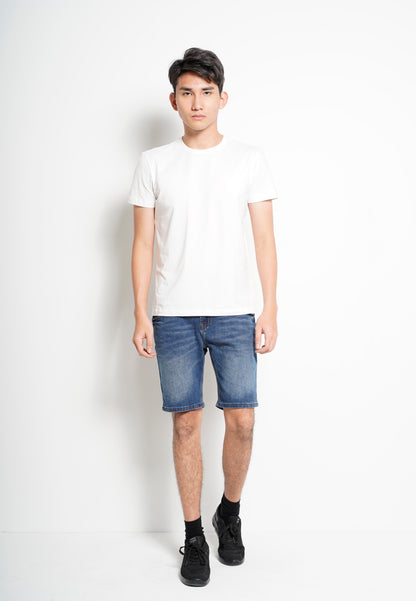 Men Short-Sleeve Basic Round Tee - White - H0M747